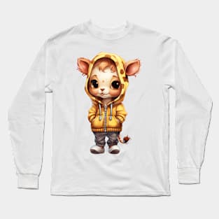 Giraffe Wearing Hoodie Long Sleeve T-Shirt